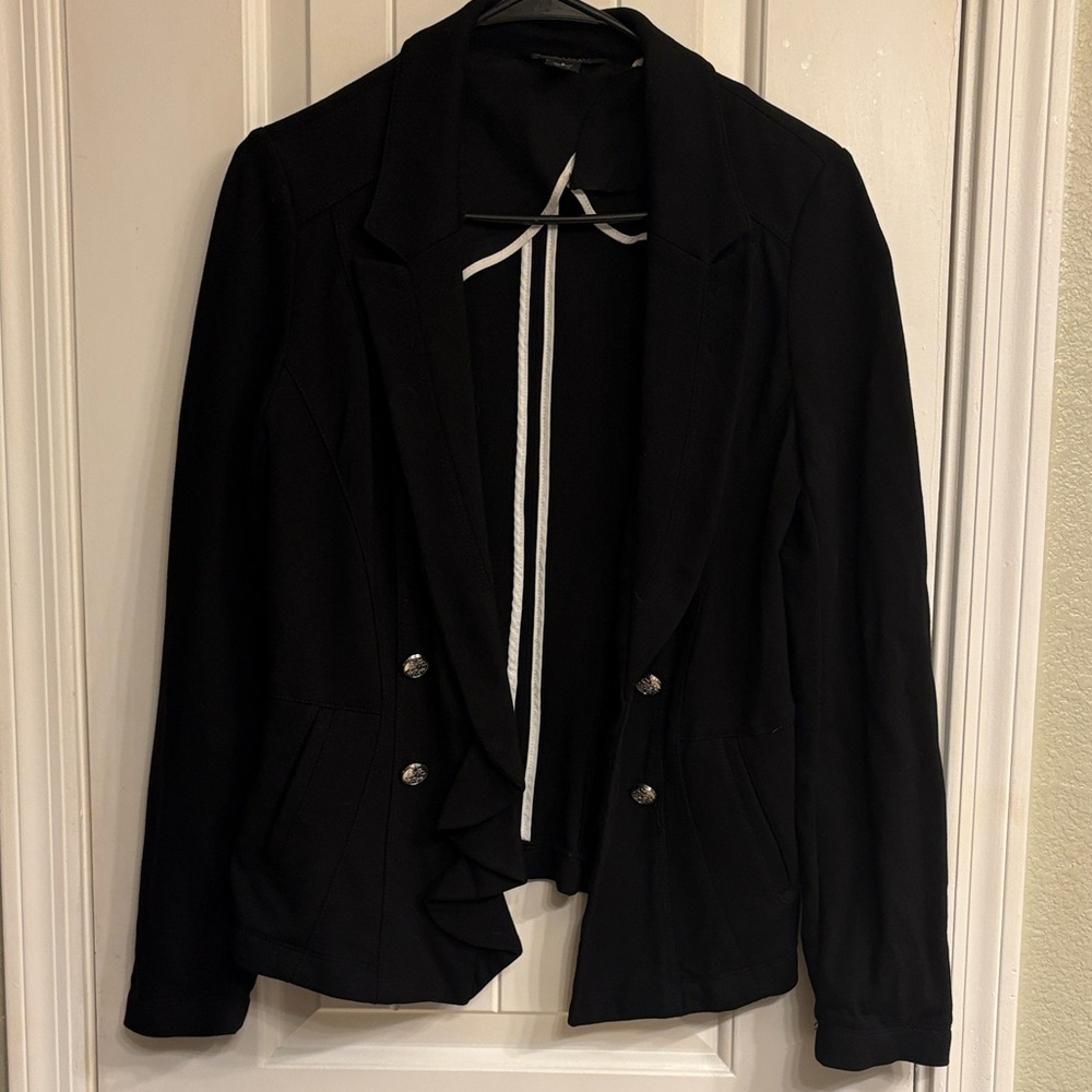 White House Black Market Elegant Black Blazer with Silver Accents